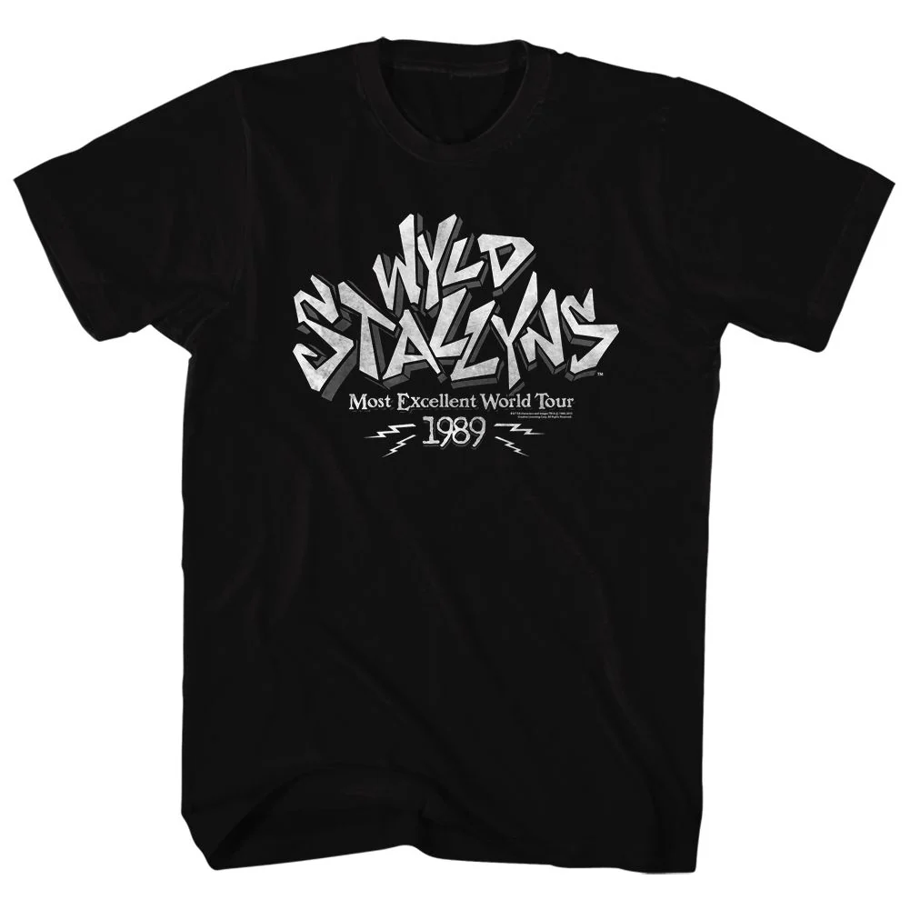 Rockinstone Bill And Ted World Tour Black Adult T-shirt Size:xxxl