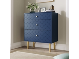 Cômoda Com 3 Gavetas, 89x75x40 Cm, Azul Marinho