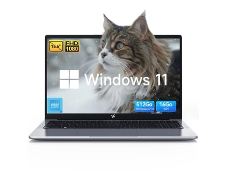 Portátil Huidun HiBook 6 (15.6'' - Ram 16 GB DDR4 512 GB SSD - Intel Twin Lake N150  - 5000mAh) Cinza