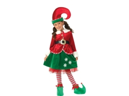 Fato de Elfo Ajudante do Papai Noel Deluxe com chapéu para menina
