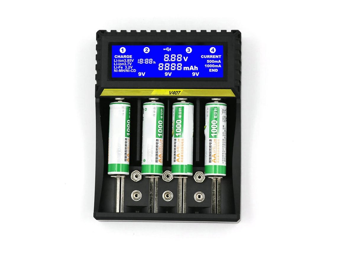 Carregador Inteligente de Baterias Multifuncional com LCD para Li-ion NiMH NiCd AA AA 9V | S/MARCA