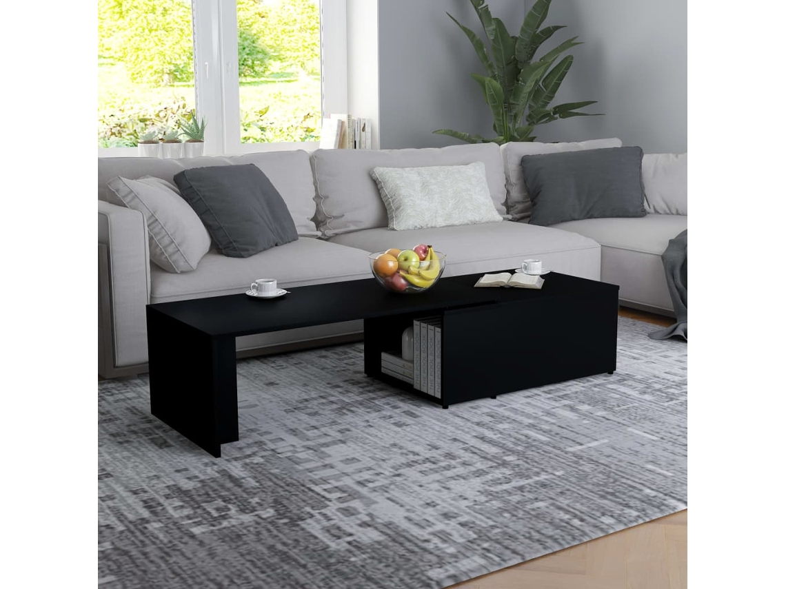 Vidaxl Mesa De Centro 150x50x35 Cm Derivados De Madeira Preto