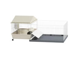 Gaiola Para Pequenos Animais, Playpen Removível, Construção Em Metal, Bege, 108x71x57 Cm Oem