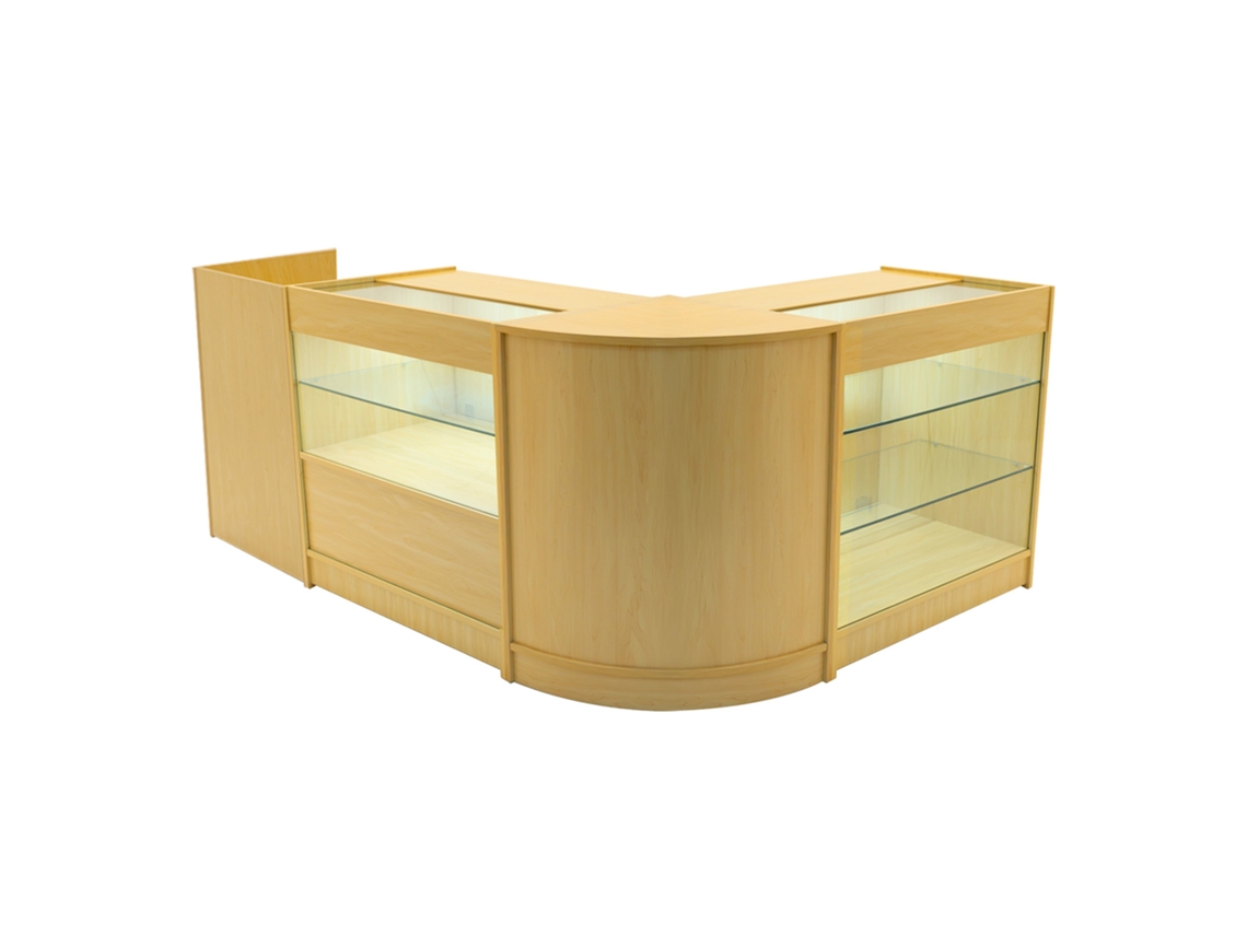 Conjunto De Balces Comerciais Vega | Maple | Cm60 K900 C900 Tb60 | Mdf E Vidro Temperado | Prateleiras E Portas Monstershop