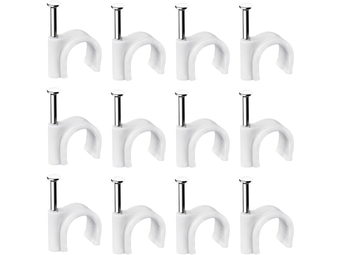 Conjunto De 400 Presilhas Aço Para Cabos Parede, Diversas Especificações, Resistentes E Duráveis, Brancas, Redondas, 6mm, Gerencia-aquaforge