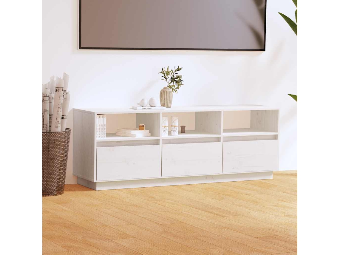 Vidaxl Móvel De Tv 140x37x50 Cm Madeira De Pinho Maciça Branco
