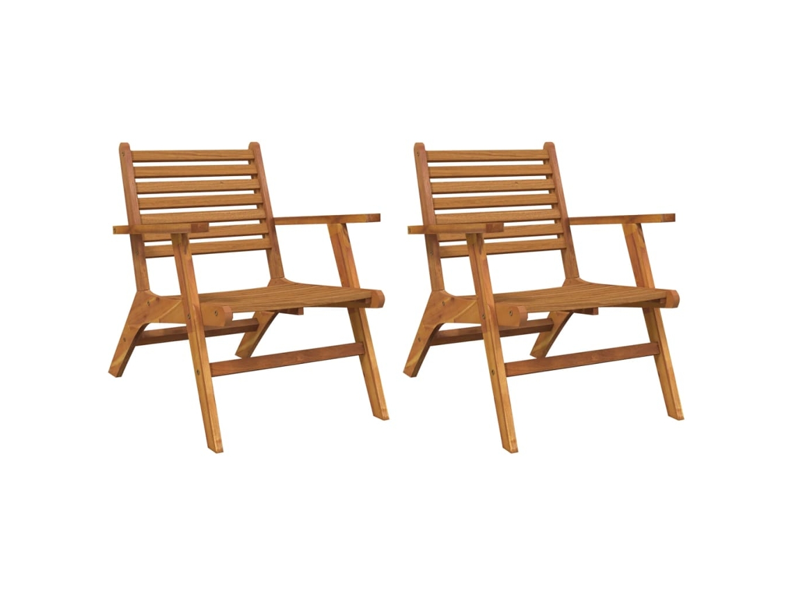 Conjunto 2 Cadeira de jardim VIDAXL Marrom Madeira de acácia (65x81x73 cm)