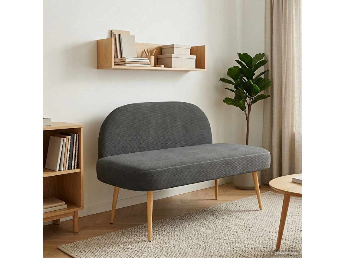 Vidaxl Banco Estofado Com Encosto Cinzento-escuro 110 X 60 X 76 Cm