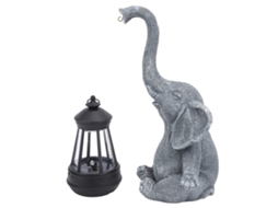 Estátua De Elefante Com Luz Solar Para Decoração De Jardim E Varanda