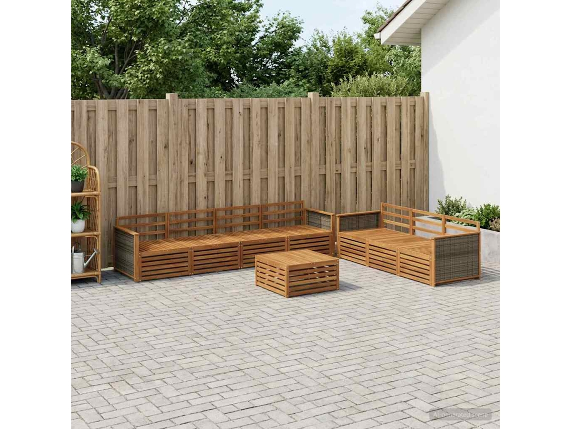 Vidaxl Conjunto De Sofás Para Exterior 8 Pcs Natural