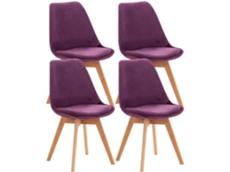 Conjunto de 4 cadeiras de jantar Linares roxo/veludo CLP