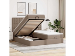 Vidaxl Estrutura De Cama Otomana Com Colchões Cappuccino 180x200 Cm