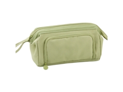 Estuche De Lápices Para Niños Grande Capacidad Doble Capa Con Ventana Diseño Cremallera Verde Portátil