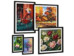 Conjunto De Pinturas Flores Em Paisagem De Primavera Espelharte (5 Peças)