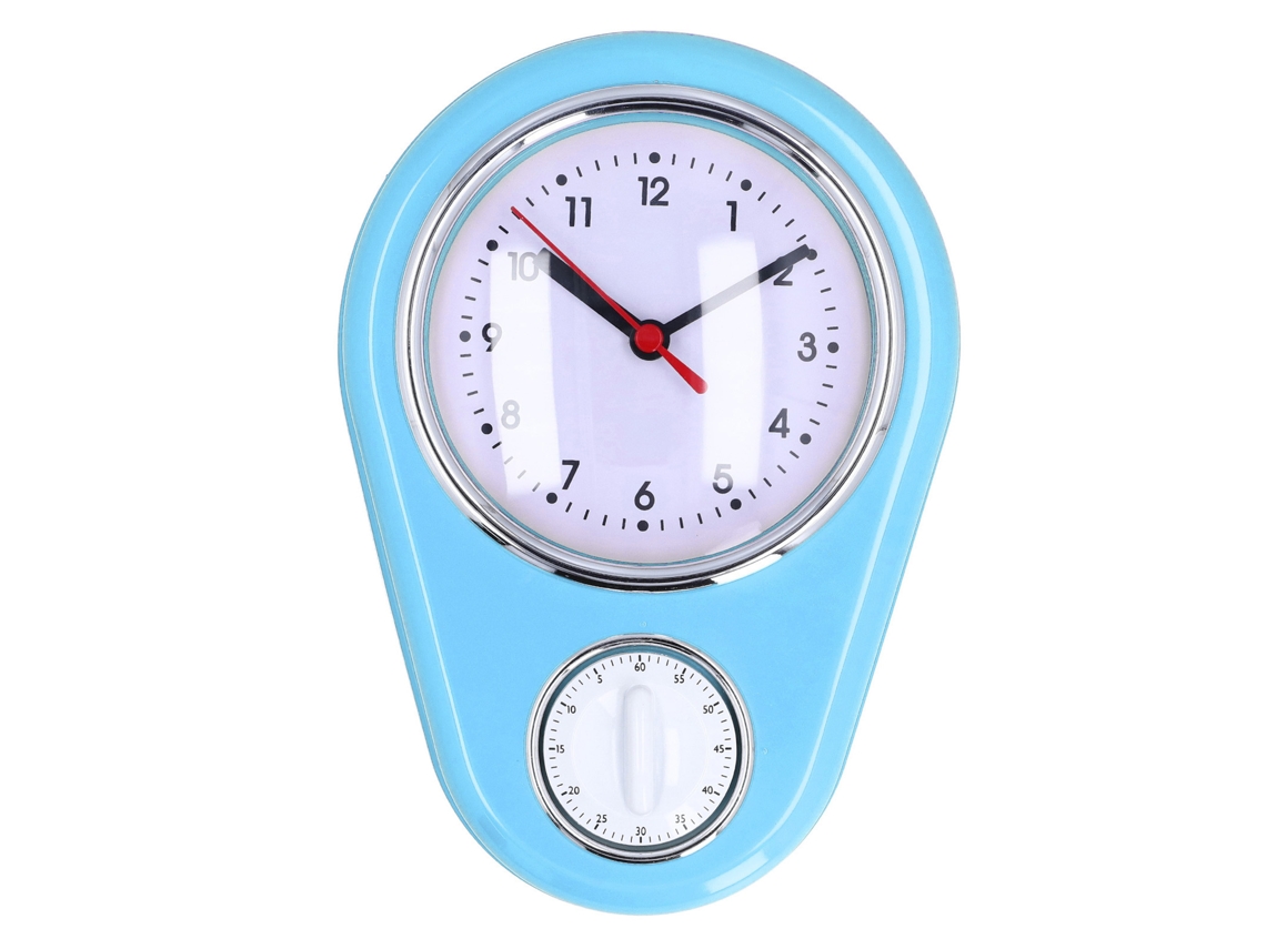 Rebe-reloj De Pared Con Temporizador De 9 Pulgadas Para Cocina, Preciso, Silencioso, Reloj De Cuarzo, Azul, Multifunción