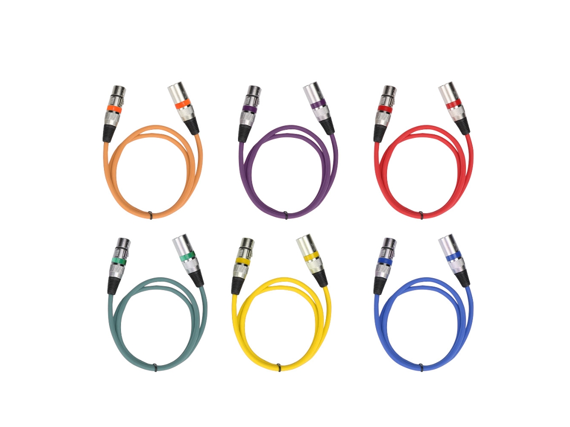 Aetheria conjunto 6 Cores Cabo Xlr 1m Pvc Liga de Zinco Prateado Cobre Anti interferência