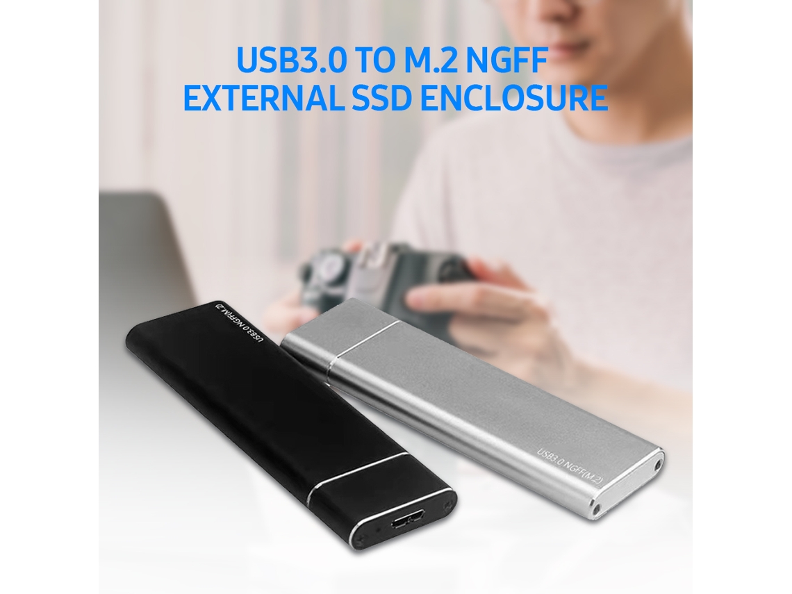 Capa De Disco Duro Móvel M.2 Ngff Enclosure De Ssd Sata B-key Usb3.0 Ligação Alumínio Prata