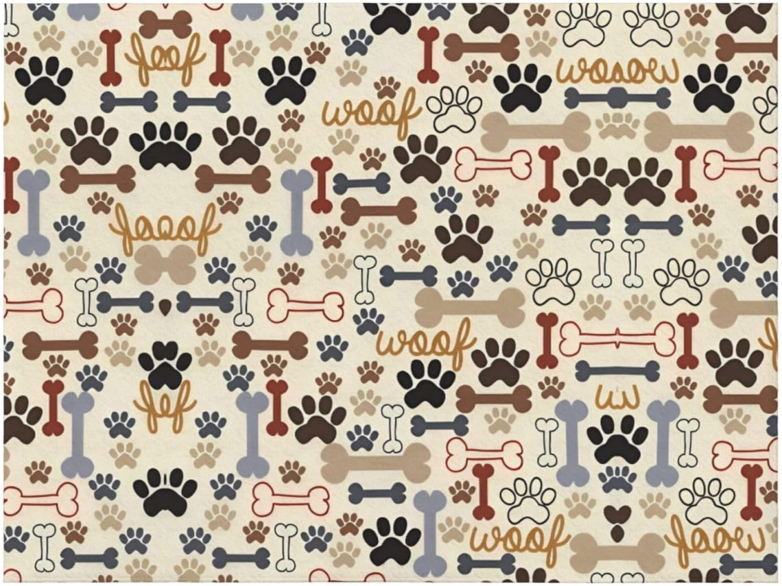 Manta de Flanela Macia e Quente com Estampa Pata Cachorro em Formato Osso 203 X 152 Cm, Macio, Quente, Ideal P