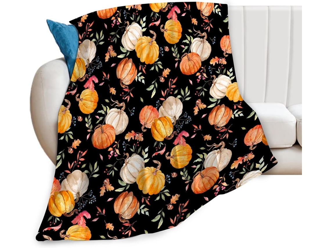 Cobertor De Abóbora De Outono - Cobertor De Abóbora De Outono Ultra Macio E Aconchegante Com Folhas E Frutas Vermelhas, Cobertor D-aquaforge