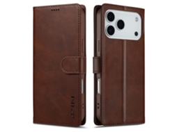 Capa De Couro Para Iphone 17 Pro Max - Marrom hk