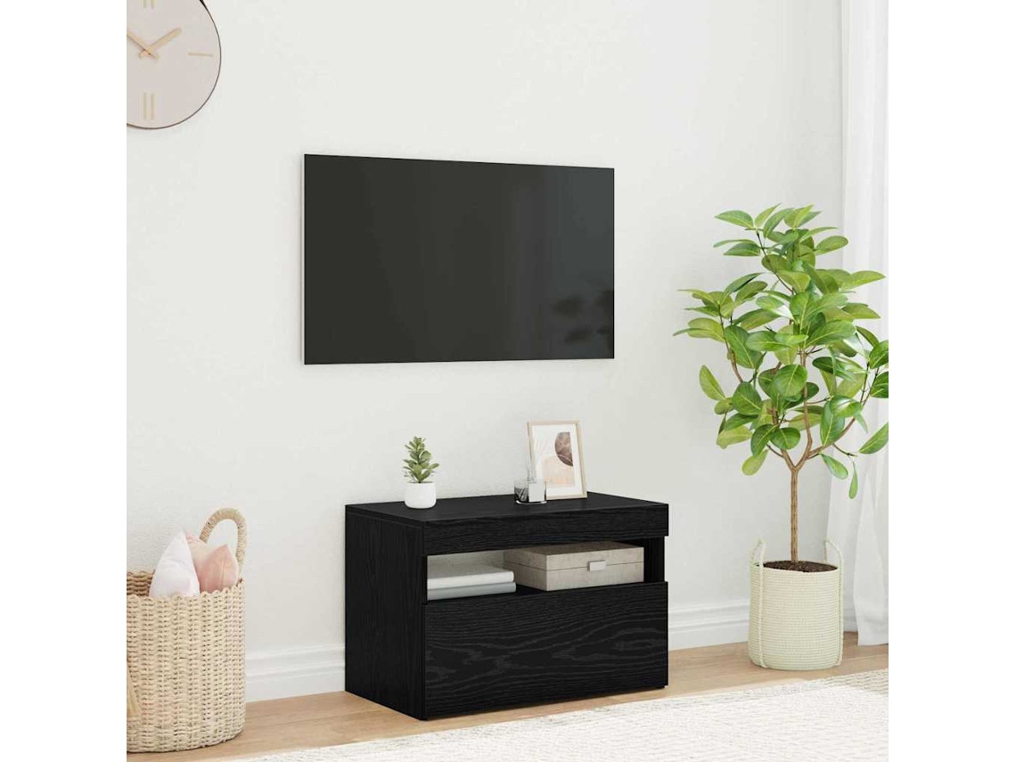 Vidaxl Gabinete para Tv com Led Carvalho Preto 60 X 35 X 40 Cm