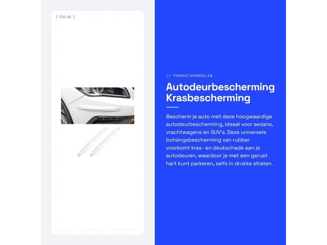 Autodeurbescherming 2 Stuks - Krasbescherming Van Rubber - Universele Botsingsbescherming - Voor Auto's/suv's - Schokbestendig - Stijlvolle Esthetiek