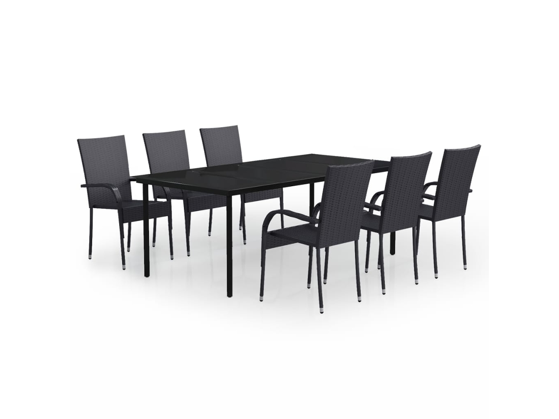 Maison Exclusive - 7 Pcs Conjunto De Jantar Para Jardim Preto