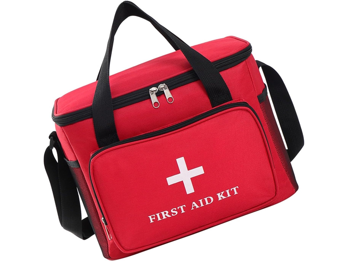 Bolsa reforçada para suprimentos médicos com marcações visíveis e design à vazamentos, ideal para passeios e