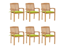 Cadeiras De Jardim Empiháveis C/ Almofadões 6 Pcs Teca Maciça Dkd Home Decor