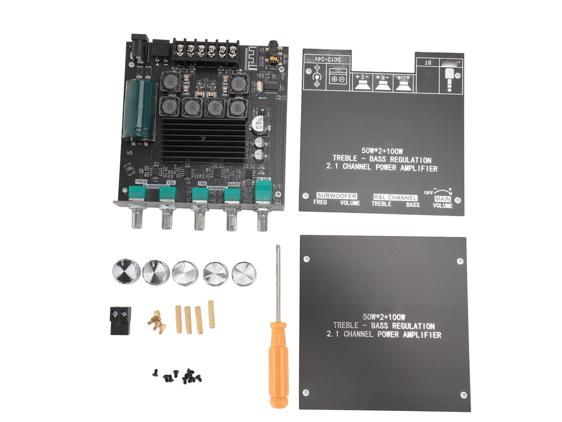 Placa Amplificadora Bluetooth 5.0 2.1 Canais com Controle de Graves e Agudos
