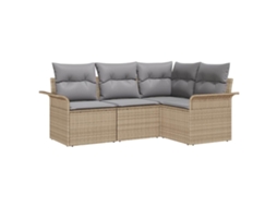 Conjunto de Sofá de Jardim com Armazenamento 4 Pcs de Vime MDUG