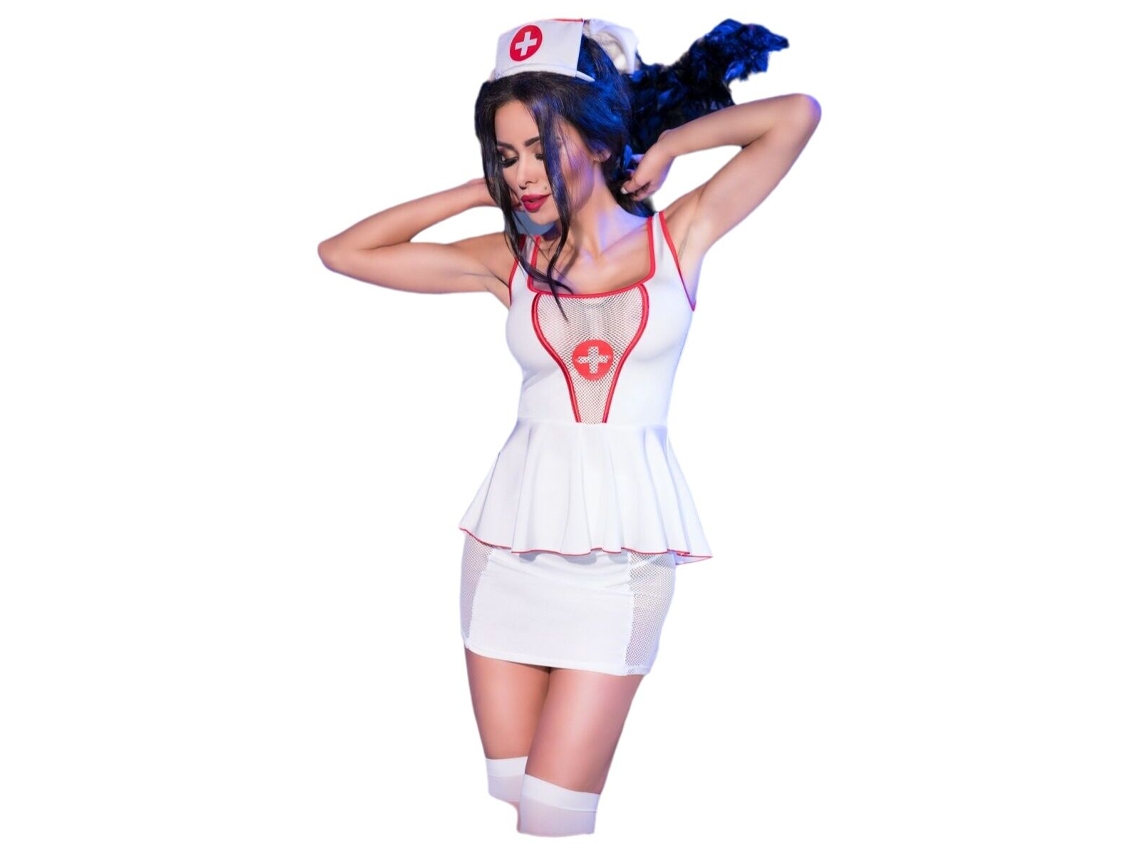Fantasia Erótica Chilirose Branco Enfermeira Sexy Tamanho L/xl
