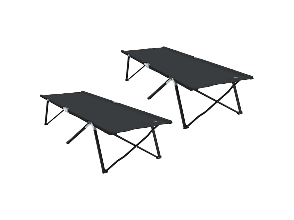 Conjunto 2 Cama De Camping Vidaxl Preto Oxford (206 X 76 X 74 Cm)
