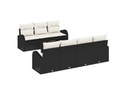 Conjunto 8 Sofá De Jardim Vidaxl Preto Vime Pe (55 X 55 X 37 Cm)