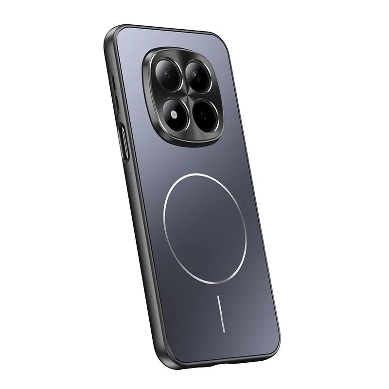 (preto, Redmi K80) Capa Protetora Magnética Para Celular Com Textura De Cd Em Metal, À Prova De Choque E Com Acabamento Fosco.