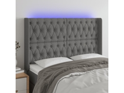 Vidaxl Cabeceira De Cama C/ Led Tecido 163x16x118/128 Cm Cinza-escuro
