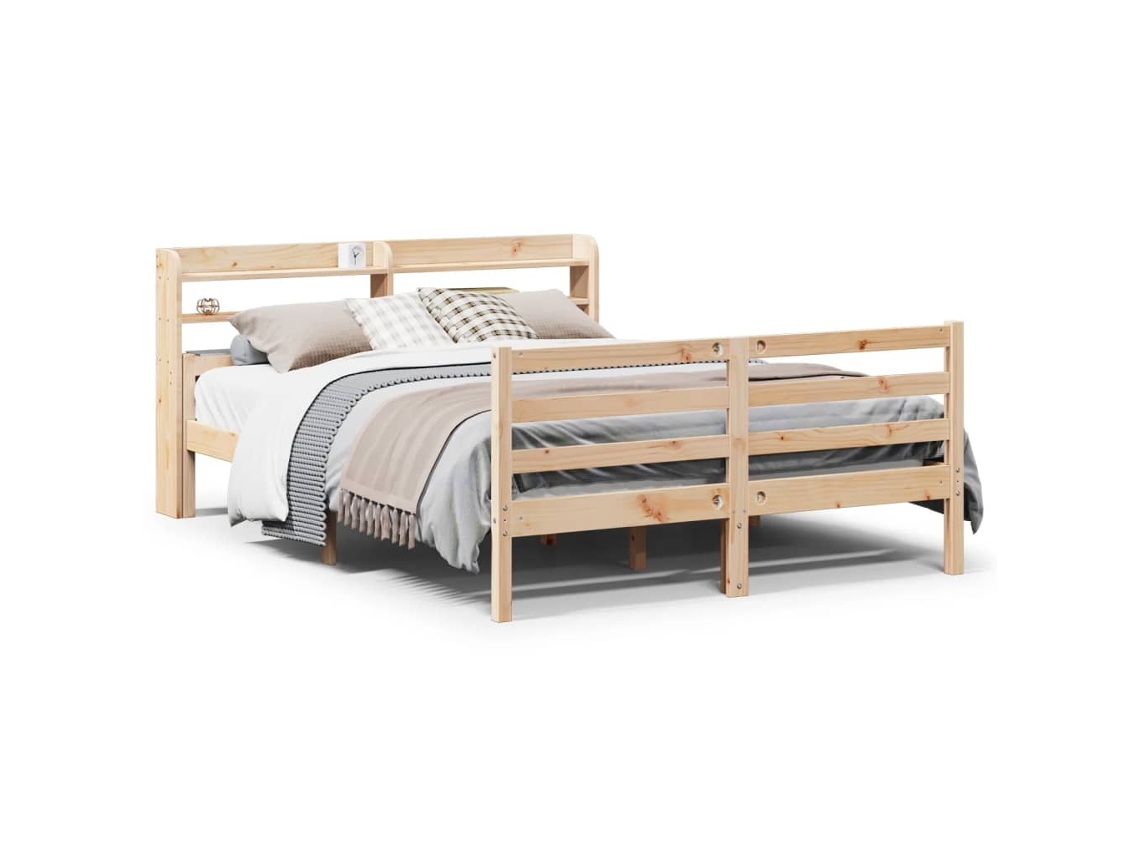 Bed Frame, Bed Frames Vidaxl Marrom Madeira (135 X 190 Cm)