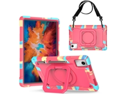 Capa Protetora Com Suporte Giratório Para Lenovo Tab M11 11 2024 Tb330fu, Cor Rosa Avermelhada. Tuotuo