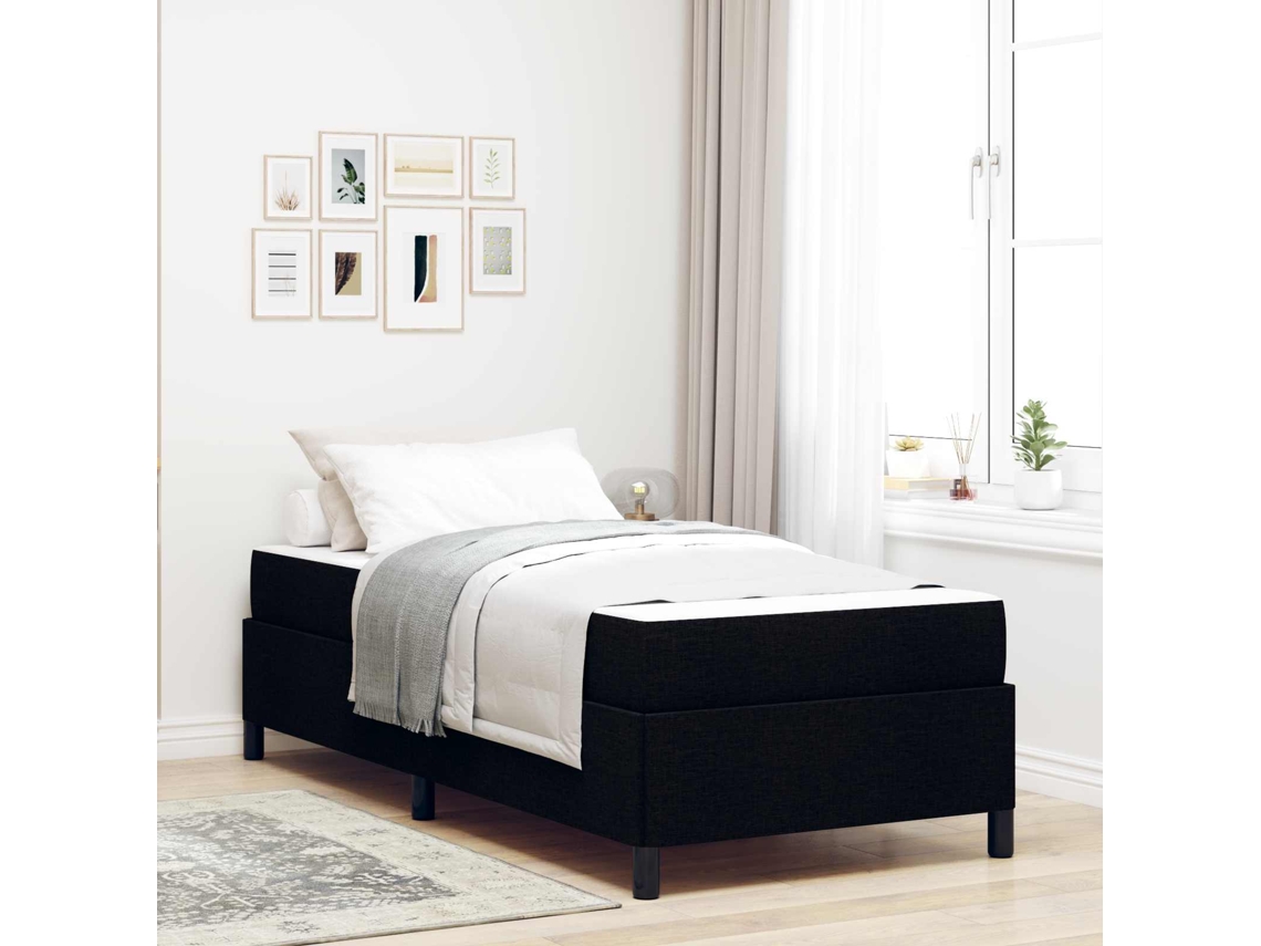 Vidaxl Cama Box Preto 90 X 190 Cm Tecido