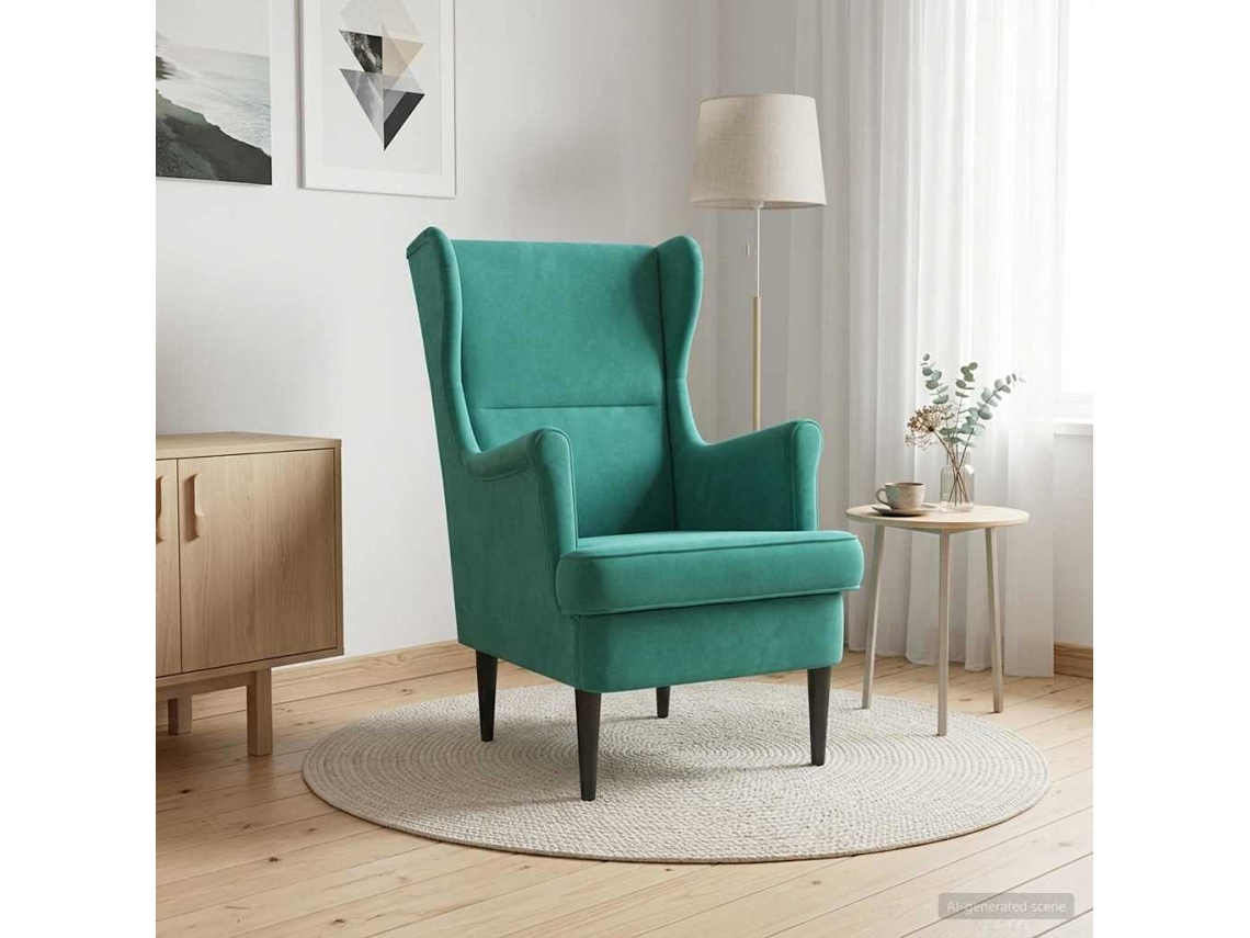 Vidaxl Poltrona Turquesa Veludo