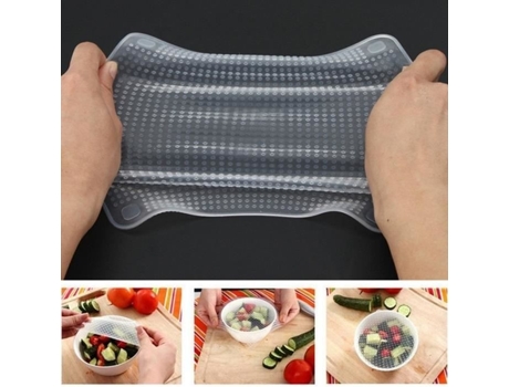 4 Peças Reutilizáveis Em Silicone Alimentar Tampa Seladora Saran Wrap Serda Run