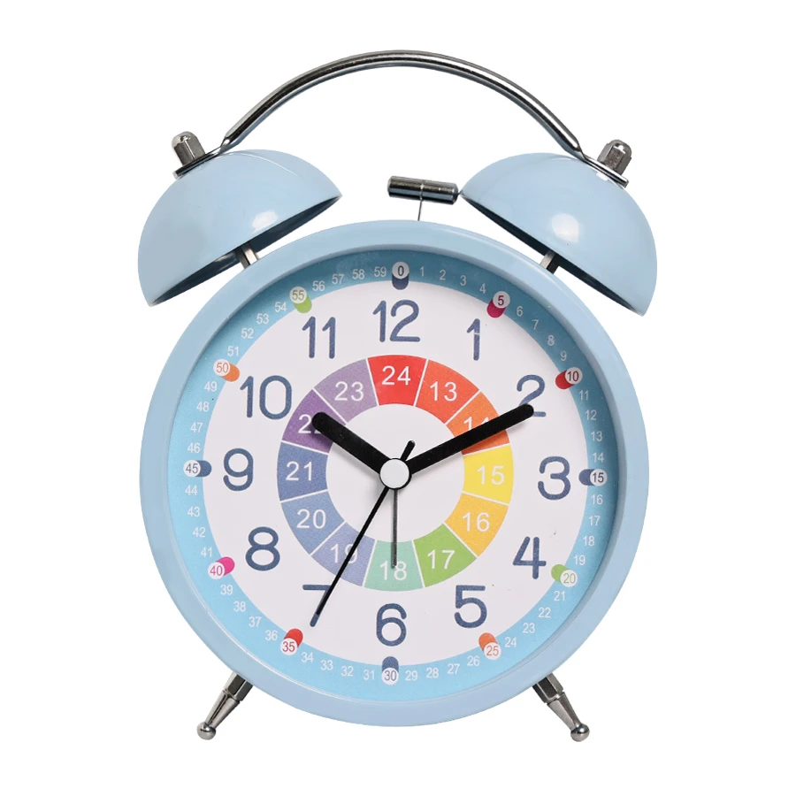 (azul) 1 Despertador de mesa para quarto de estudante, despertador de 3 polos para educação infantil