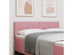Vidaxl Cabeceira Led Com Fitas Led Manual Rosa 144 Cm Veludo
