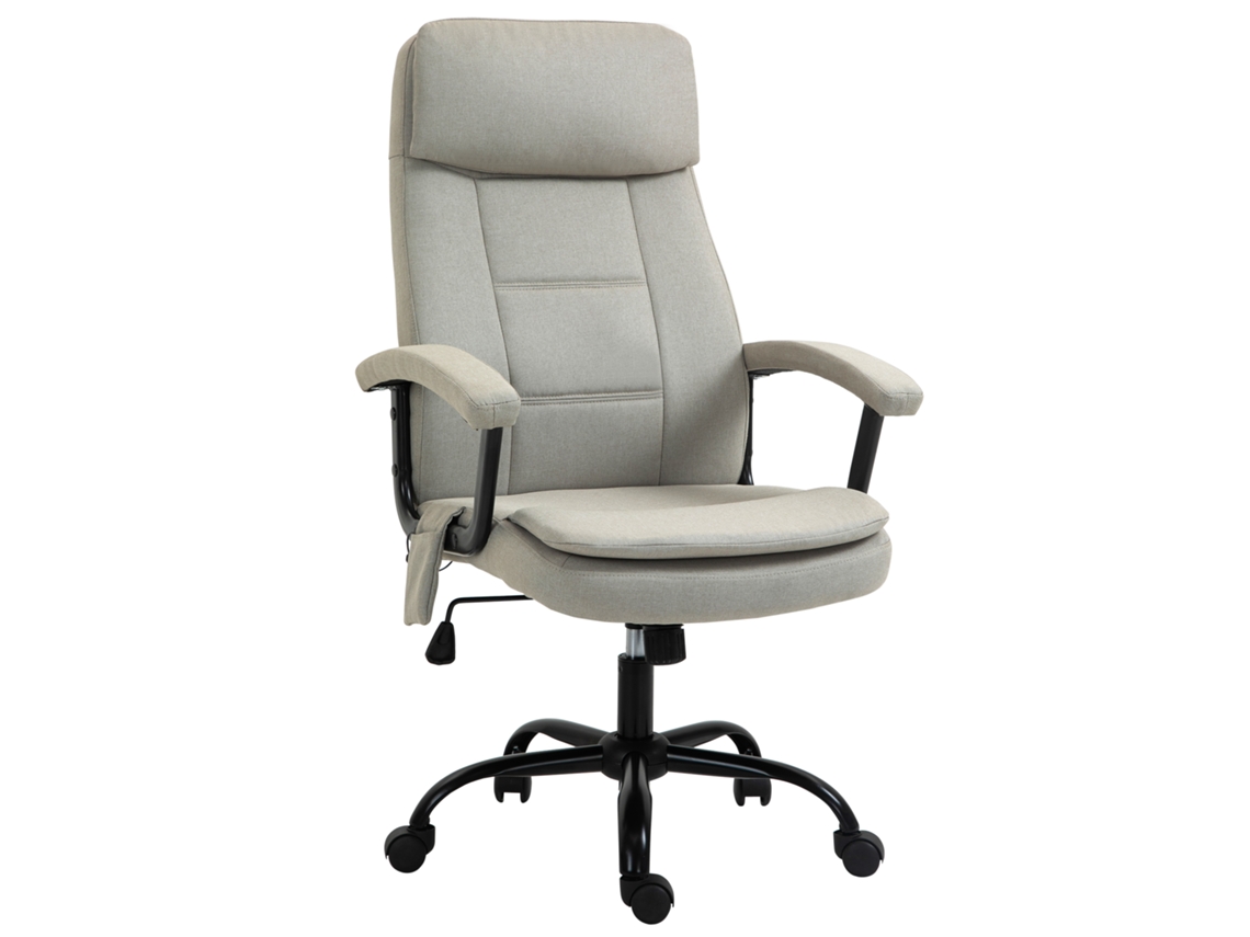 Cadeira Massagem, Escritório Ergonômica Balanço, Giratória 360°, Linho, Bege