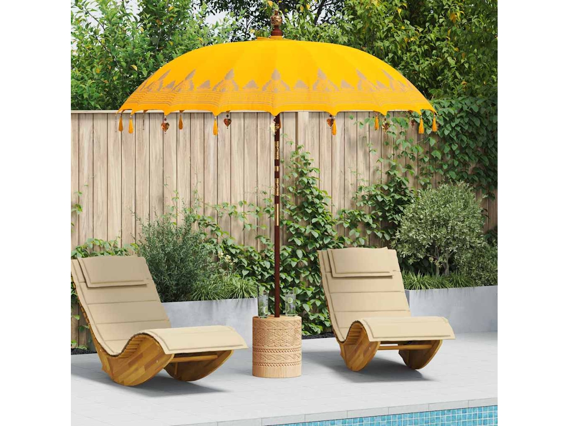 Vidaxl Parasol Balinês Com Base Amarelo 215 X 215 X 260 Cm