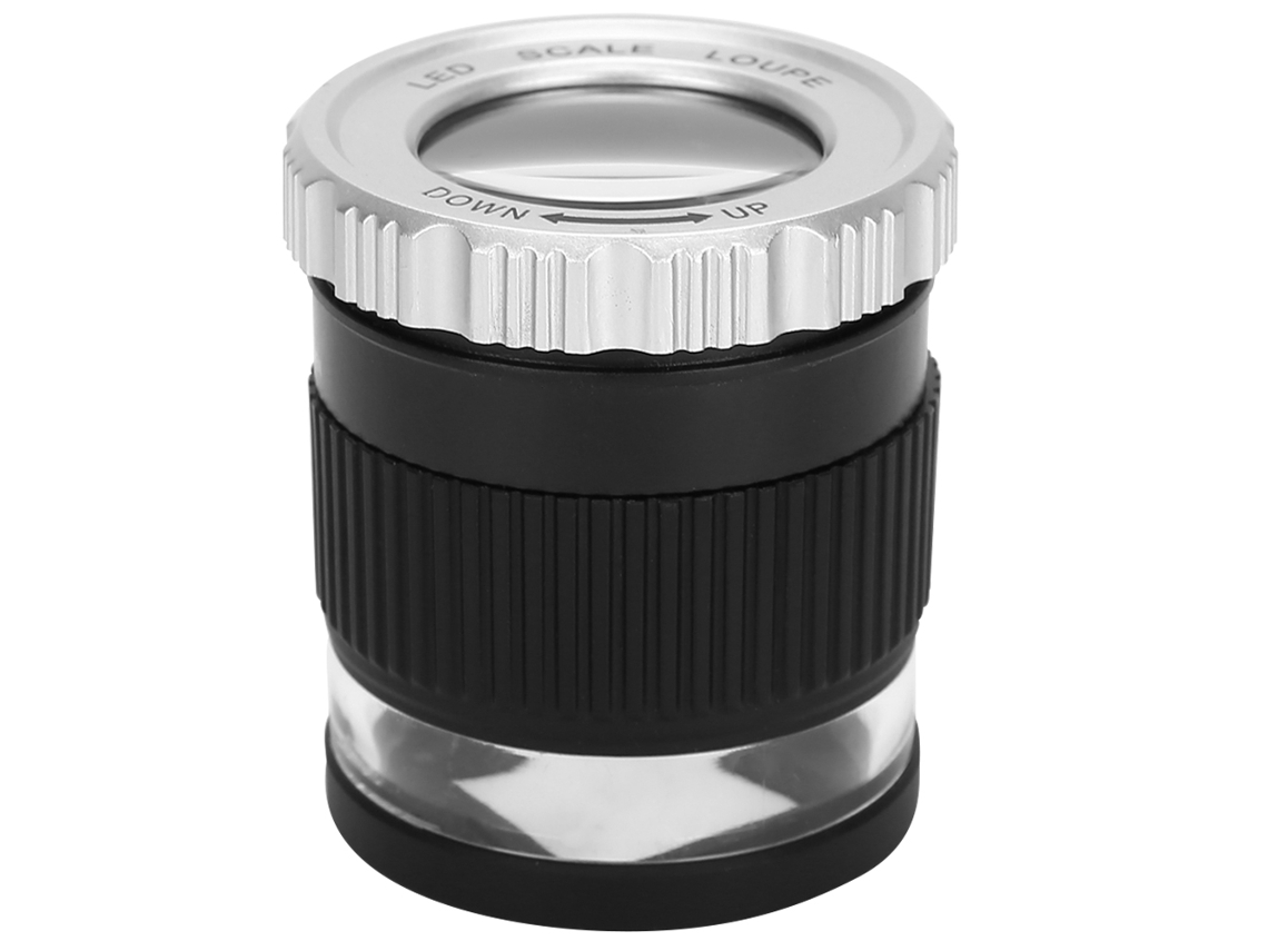 Lupa de Joyería com Escala Cilíndrica 30x, Lente Óptica, Luzes Led e Lâmpada Uv