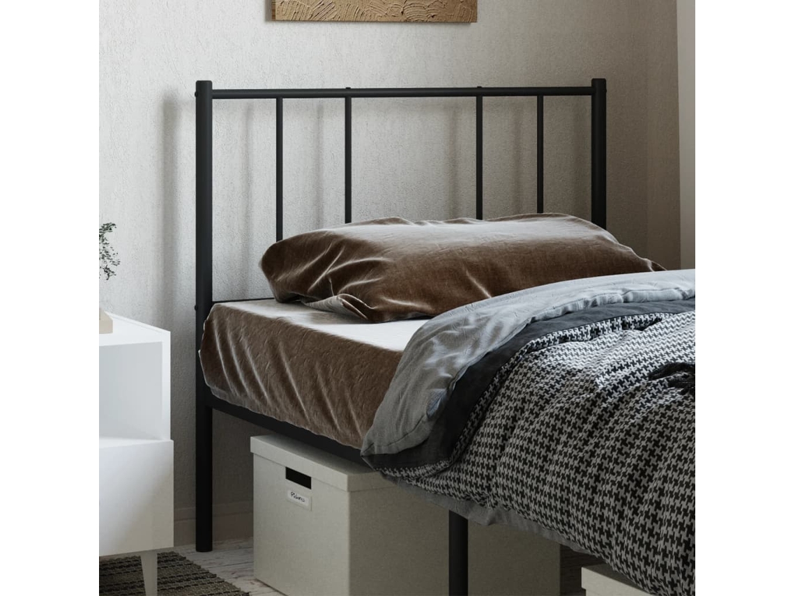 Vidaxl Cabeceira De Substituição 107 Cm Metal Preto
