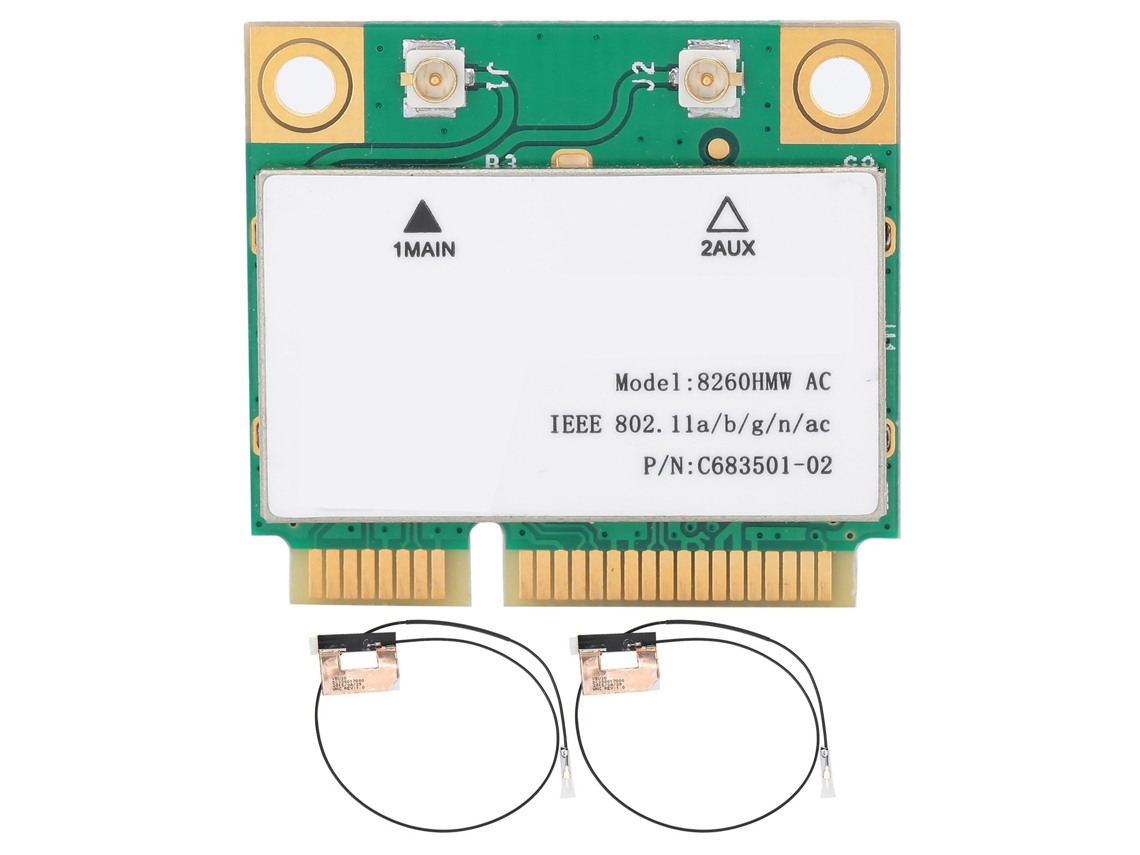 Placa De Rede Sem Fio Dual Band 2.4g/5g Gigabit 8260hmw 802.11ac Mini Pcie Bt4.2 Com 2 Antenas
