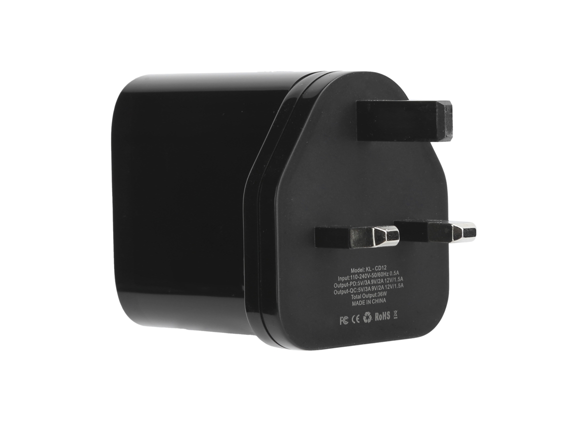 Cargador De Bloco De 36w Com Dois Portos Pd+ Para Qc, Adaptador De Carga Rápida Kuulaa
