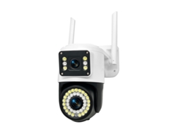 Câmara De Segurança Sem Fio Wifi De Duas Lentes 2mp Visão Noturna Colorida Áudio Bidirecional Impermeável Interior/exterior